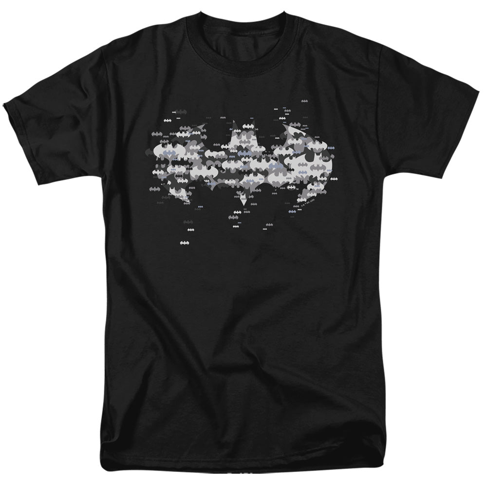 AN OFFCIALLY LICENSED BATMAN MULTI BAT LOGO MEN'S REGULAR FIT T-SHIRT BLACK