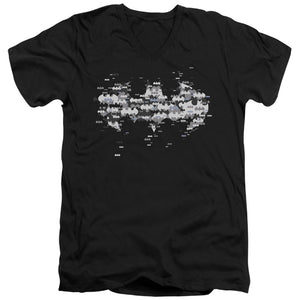 AN OFFCIALLY LICENSED BATMAN MULTI BAT LOGO MEN'S V-NECK T-SHIRT BLACK