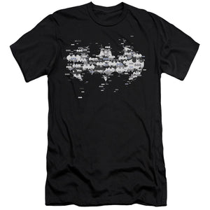 AN OFFCIALLY LICENSED BATMAN MULTI BAT LOGO MEN'S PREMIUM SLIM FIT T-SHIRT BLACK