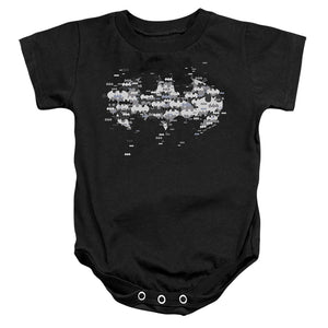 AN OFFCIALLY LICENSED BATMAN MULTI BAT LOGO BABY BODYSUIT BLACK