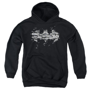 AN OFFCIALLY LICENSED BATMAN MULTI BAT LOGO YOUTH HOODIE BLACK