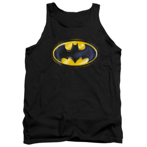 AN OFFCIALLY LICENSED BATMAN BATMAN AIRBRUSH LOGO ADULT UNISEX TANK TOP BLACK