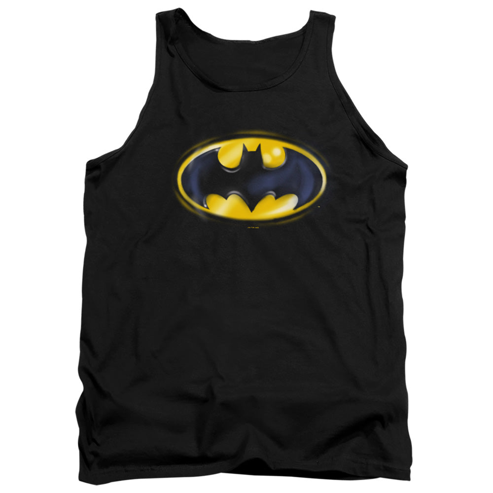 AN OFFCIALLY LICENSED BATMAN BATMAN AIRBRUSH LOGO ADULT UNISEX TANK TOP BLACK