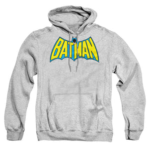 AN OFFCIALLY LICENSED BATMAN WINTAGE BATMAN LOGO ADULT UNISEX PULLOVER HOODIE ATHLETIC HEATHER