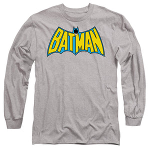 AN OFFCIALLY LICENSED BATMAN WINTAGE BATMAN LOGO MEN'S LONG SLEEVE T-SHIRT ATHLETIC HEATHER