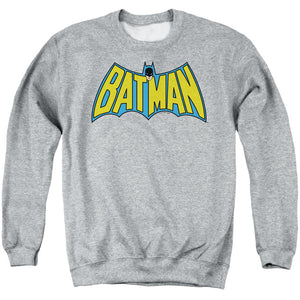 AN OFFCIALLY LICENSED BATMAN WINTAGE BATMAN LOGO ADULT UNISEX CREWNECK SWEATSHIRT ATHLETIC HEATHER