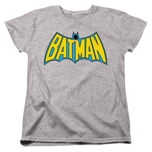 AN OFFCIALLY LICENSED BATMAN WINTAGE BATMAN LOGO WOMEN'S REGULAR FIT T-SHIRT ATHLETIC HEATHER