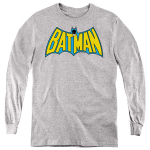 AN OFFCIALLY LICENSED BATMAN WINTAGE BATMAN LOGO YOUTH LONG SLEEVE T-SHIRT ATHLETIC HEATHER