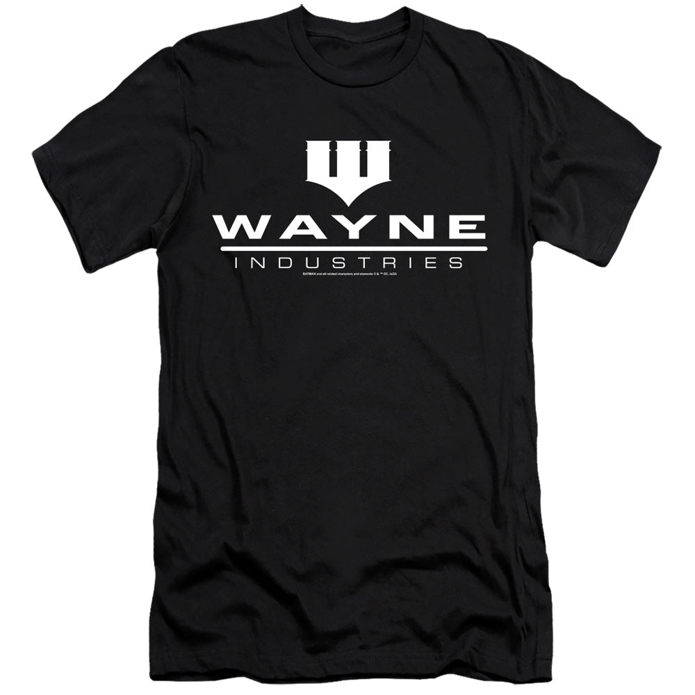 AN OFFCIALLY LICENSED BATMAN WAYNE INDUSTRIES BLACK MEN'S PREMIUM SLIM FIT T-SHIRT BLACK