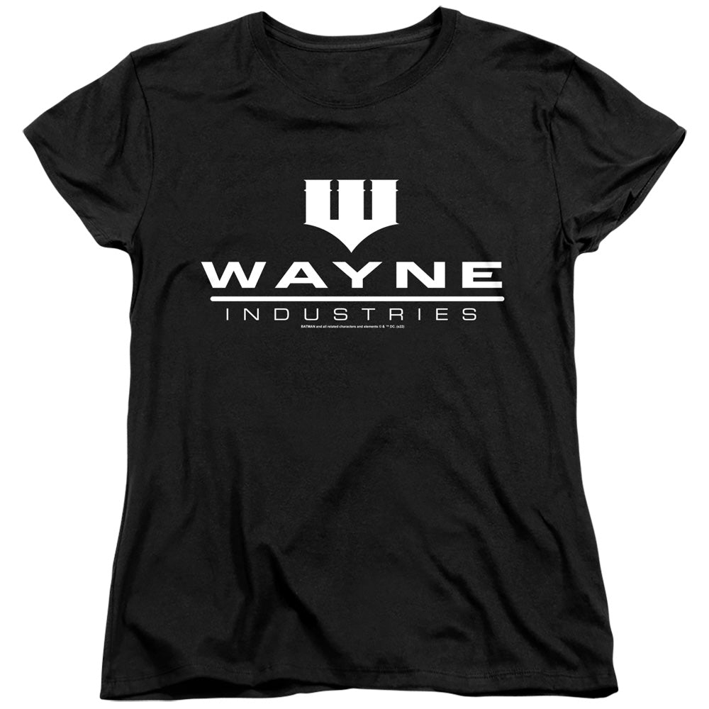 AN OFFCIALLY LICENSED BATMAN WAYNE INDUSTRIES BLACK WOMEN'S REGULAR FIT T-SHIRT BLACK