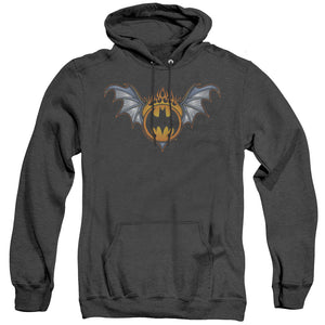 AN OFFCIALLY LICENSED BATMAN BAT WINGS LOGO ADULT UNISEX HEATHER PULLOVER HOODIE BLACK