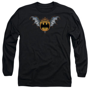 AN OFFCIALLY LICENSED BATMAN BAT WINGS LOGO MEN'S LONG SLEEVE T-SHIRT BLACK