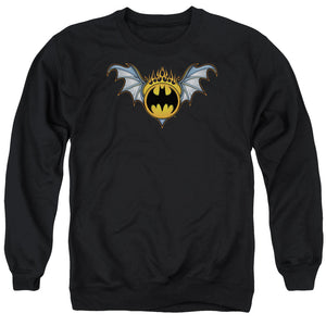 AN OFFCIALLY LICENSED BATMAN BAT WINGS LOGO ADULT UNISEX CREWNECK SWEATSHIRT BLACK