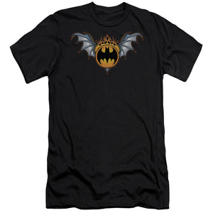 AN OFFCIALLY LICENSED BATMAN BAT WINGS LOGO MEN'S PREMIUM SLIM FIT T-SHIRT BLACK