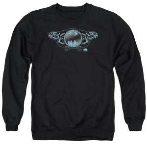 AN OFFCIALLY LICENSED BATMAN TWO GARGOYLES LOGO ADULT UNISEX CREWNECK SWEATSHIRT BLACK