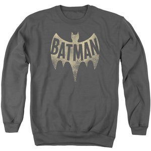 AN OFFCIALLY LICENSED BATMAN CLASSIC TV VINTAGE LOGO ADULT UNISEX CREWNECK SWEATSHIRT CHARCOAL