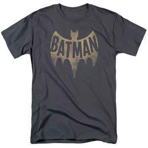 AN OFFCIALLY LICENSED BATMAN CLASSIC TV VINTAGE LOGO MEN'S REGULAR FIT T-SHIRT CHARCOAL