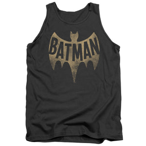 AN OFFCIALLY LICENSED BATMAN CLASSIC TV VINTAGE LOGO ADULT UNISEX TANK TOP CHARCOAL