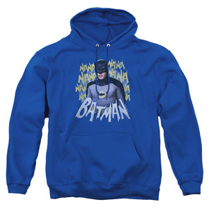 AN OFFCIALLY LICENSED BATMAN CLASSIC TV THEME SONG ADULT UNISEX PULLOVER HOODIE ROYAL