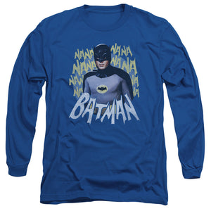 AN OFFCIALLY LICENSED BATMAN CLASSIC TV THEME SONG MEN'S LONG SLEEVE T-SHIRT ROYAL