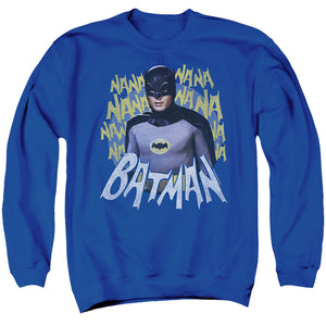 AN OFFCIALLY LICENSED BATMAN CLASSIC TV THEME SONG ADULT UNISEX CREWNECK SWEATSHIRT ROYAL