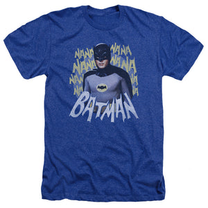 AN OFFCIALLY LICENSED BATMAN CLASSIC TV THEME SONG MEN'S HEATHER T-SHIRT ROYAL