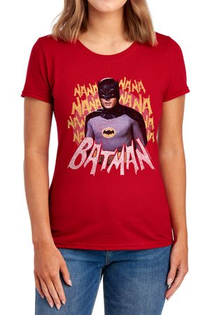 AN OFFCIALLY LICENSED BATMAN CLASSIC TV THEME SONG WOMEN'S REGULAR FIT T-SHIRT ROYAL