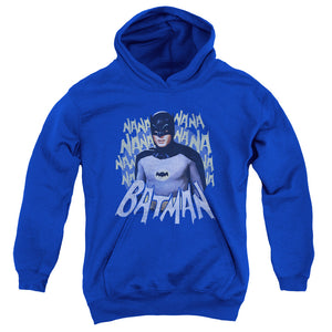 AN OFFCIALLY LICENSED BATMAN CLASSIC TV THEME SONG YOUTH HOODIE ROYAL