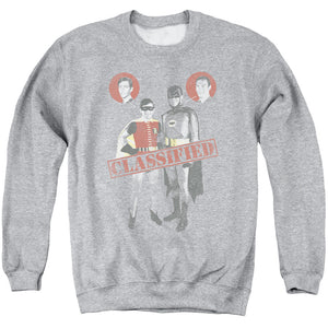AN OFFCIALLY LICENSED BATMAN CLASSIC TV CLASSIFIED ADULT UNISEX CREWNECK SWEATSHIRT ATHLETIC HEATHER