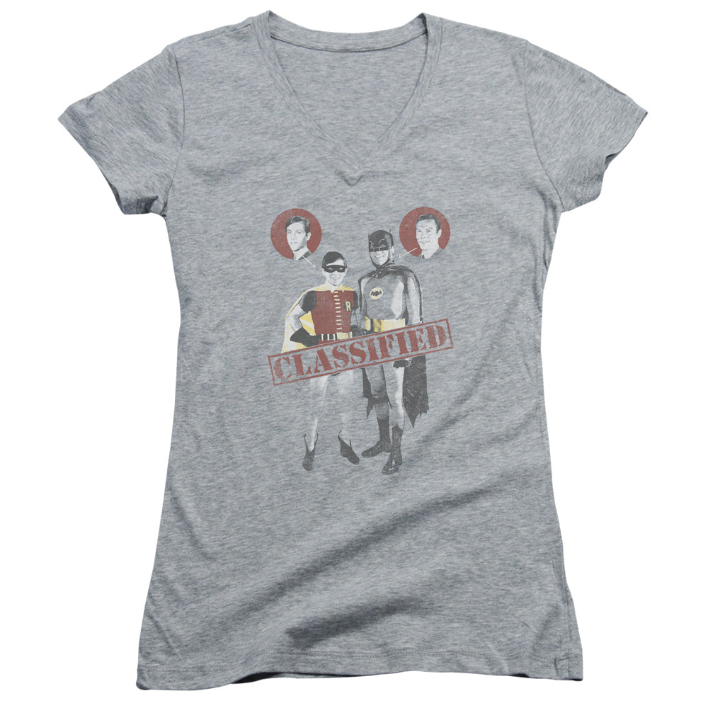 Batman Classic Tv Classified Licensed Women's T-Shirt Juniors V-Neck 2X