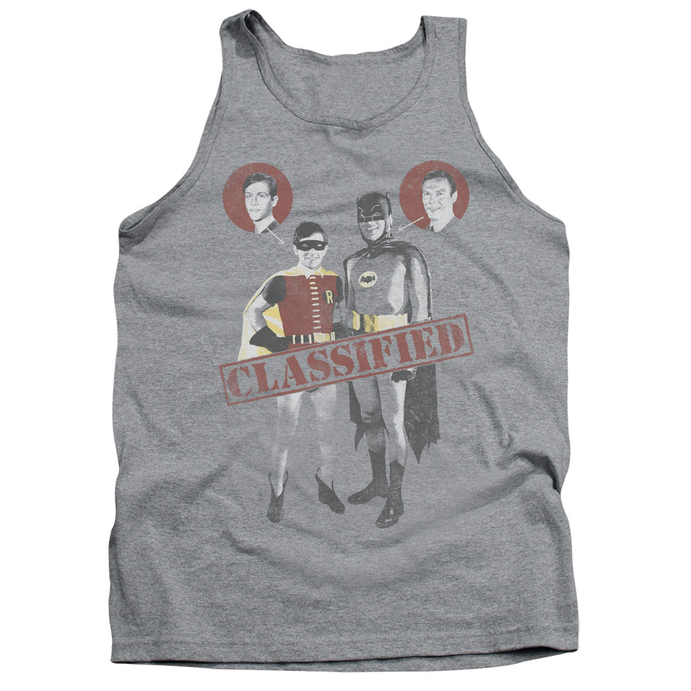 AN OFFCIALLY LICENSED BATMAN CLASSIC TV CLASSIFIED ADULT UNISEX TANK TOP ATHLETIC HEATHER