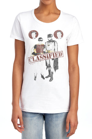 AN OFFCIALLY LICENSED BATMAN CLASSIC TV CLASSIFIED WOMEN'S REGULAR FIT T-SHIRT ATHLETIC HEATHER