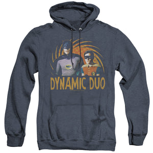 AN OFFCIALLY LICENSED BATMAN CLASSIC TV DYNAMIC ADULT UNISEX HEATHER PULLOVER HOODIE NAVY