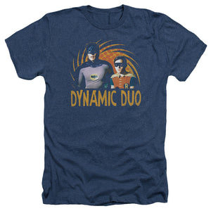 AN OFFCIALLY LICENSED BATMAN CLASSIC TV DYNAMIC MEN'S HEATHER T-SHIRT NAVY