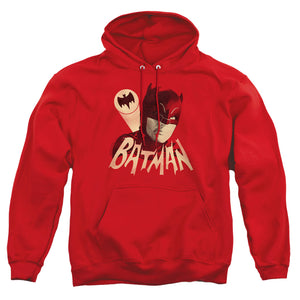 AN OFFCIALLY LICENSED BATMAN CLASSIC TV BAT SIGNAL ADULT UNISEX PULLOVER HOODIE RED