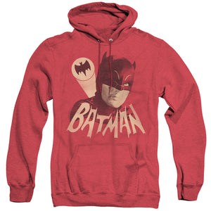 AN OFFCIALLY LICENSED BATMAN CLASSIC TV BAT SIGNAL ADULT UNISEX HEATHER PULLOVER HOODIE RED