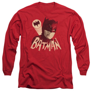AN OFFCIALLY LICENSED BATMAN CLASSIC TV BAT SIGNAL MEN'S LONG SLEEVE T-SHIRT RED