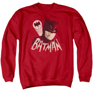 AN OFFCIALLY LICENSED BATMAN CLASSIC TV BAT SIGNAL ADULT UNISEX CREWNECK SWEATSHIRT RED