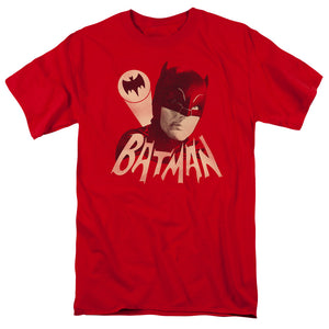 AN OFFCIALLY LICENSED BATMAN CLASSIC TV BAT SIGNAL MEN'S REGULAR FIT T-SHIRT RED