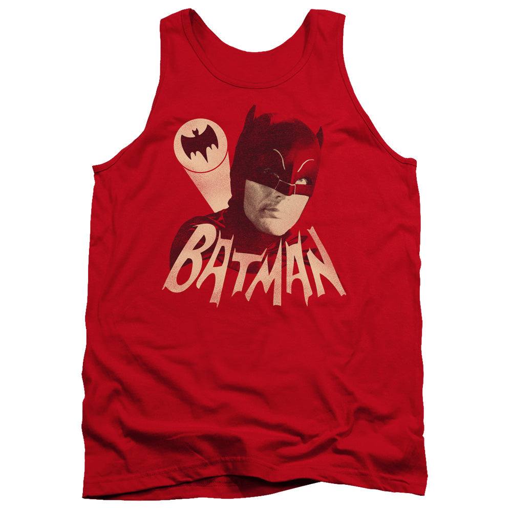 AN OFFCIALLY LICENSED BATMAN CLASSIC TV BAT SIGNAL ADULT UNISEX TANK TOP RED