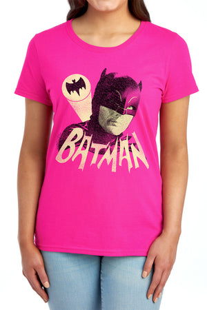 AN OFFCIALLY LICENSED BATMAN CLASSIC TV BAT SIGNAL WOMEN'S REGULAR FIT T-SHIRT RED