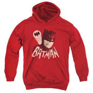 AN OFFCIALLY LICENSED BATMAN CLASSIC TV BAT SIGNAL YOUTH HOODIE RED