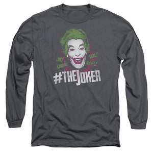 AN OFFCIALLY LICENSED BATMAN CLASSIC TV #JOKER MEN'S LONG SLEEVE T-SHIRT CHARCOAL