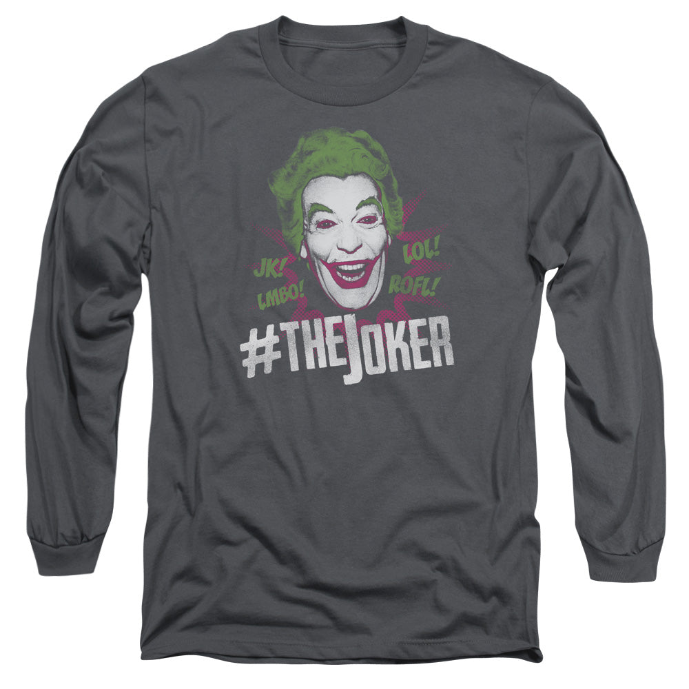 AN OFFCIALLY LICENSED BATMAN CLASSIC TV #JOKER MEN'S LONG SLEEVE T-SHIRT CHARCOAL