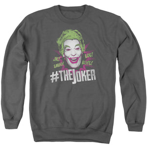 AN OFFCIALLY LICENSED BATMAN CLASSIC TV #JOKER ADULT UNISEX CREWNECK SWEATSHIRT CHARCOAL