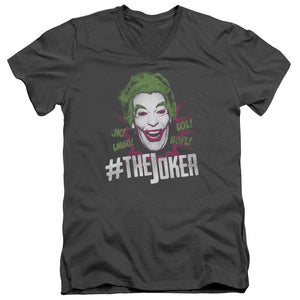 AN OFFCIALLY LICENSED BATMAN CLASSIC TV #JOKER MEN'S V-NECK T-SHIRT CHARCOAL