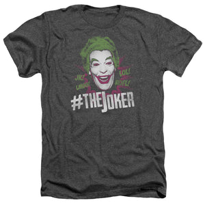 AN OFFCIALLY LICENSED BATMAN CLASSIC TV #JOKER MEN'S HEATHER T-SHIRT CHARCOAL