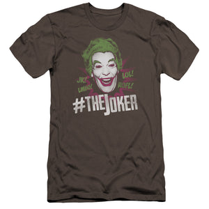 AN OFFCIALLY LICENSED BATMAN CLASSIC TV #JOKER MEN'S PREMIUM SLIM FIT T-SHIRT CHARCOAL