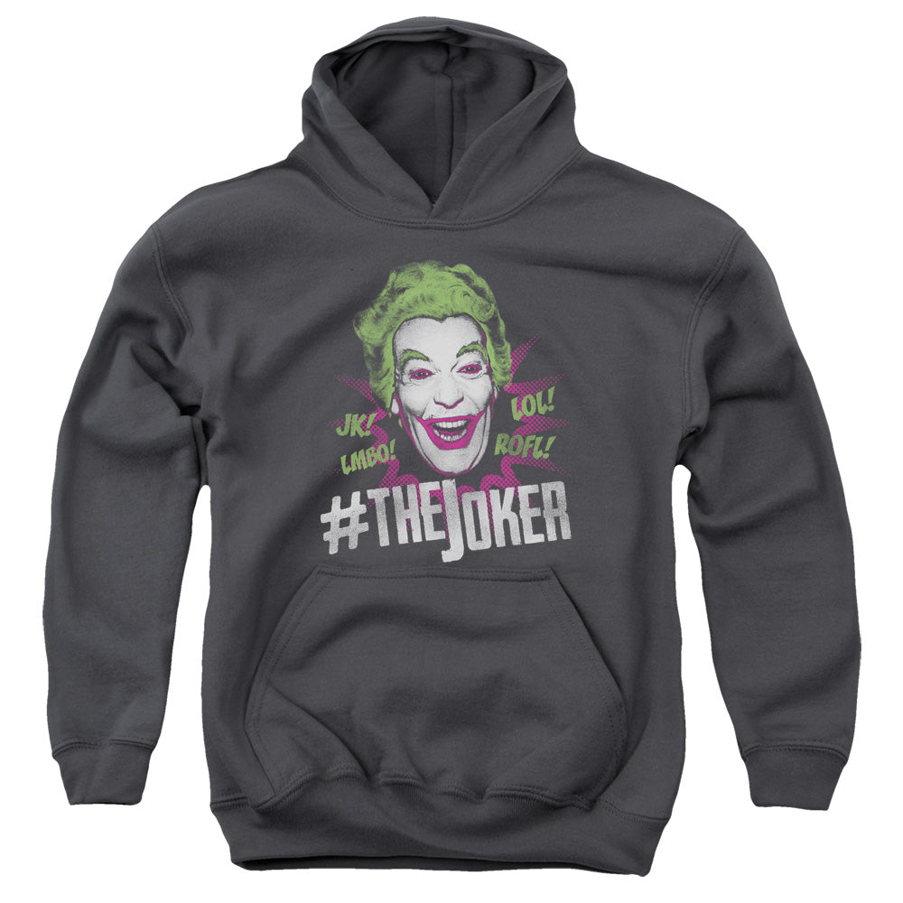 AN OFFCIALLY LICENSED BATMAN CLASSIC TV #JOKER YOUTH HOODIE CHARCOAL