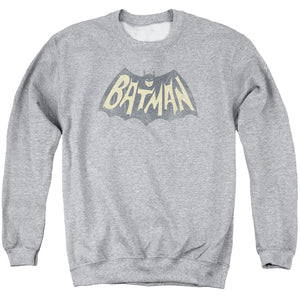 AN OFFCIALLY LICENSED BATMAN CLASSIC TV SHOW LOGO ADULT UNISEX CREWNECK SWEATSHIRT ATHLETIC HEATHER